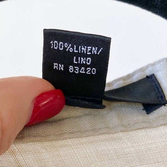 AVEC Women's Tan Linen V-Neck Long Sleeve Pleated Bodice Pop Over Blouse sz M - Picture 8 of 8